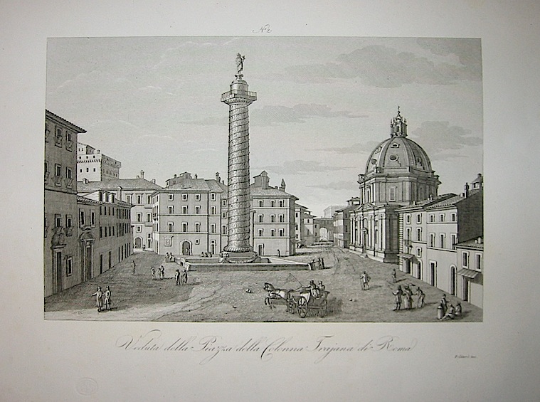 Giarré P. Veduta della Piazza della Colonna Trajana di Roma 1845 Firenze